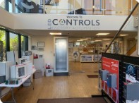 LED Controls showroom with electrical products on display
