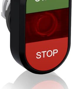 abb illuminated momentary double flush pushbutton green/red start/stop mpd4-11r