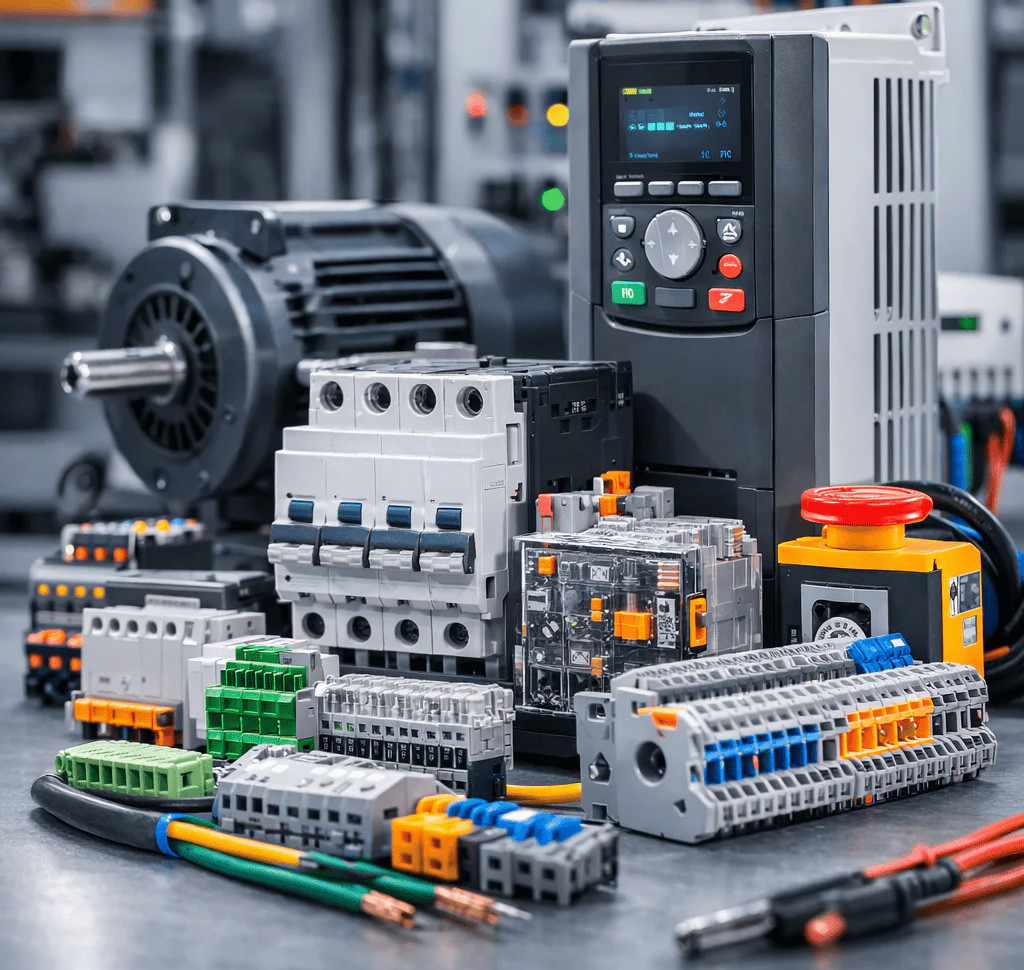 The LED Controls team at the trade counter discussing control components with a customer