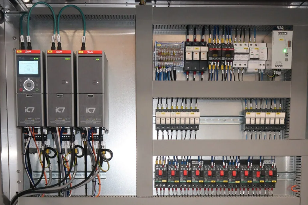 Automation Control Panel containing Danfoss Drives iC7 Automation. Danfoss Drives and Control Panel Enclosures available from Danfoss Drives Authorised Partner LED Controls.