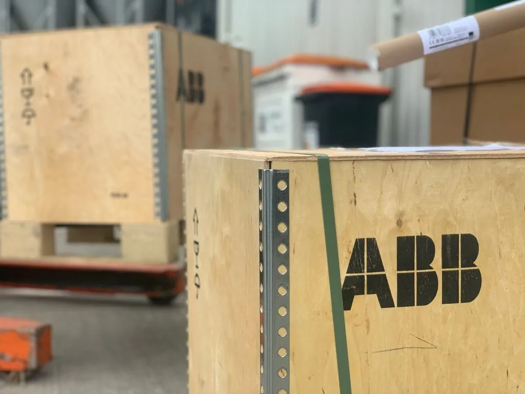 ABB crates at LED Controls.