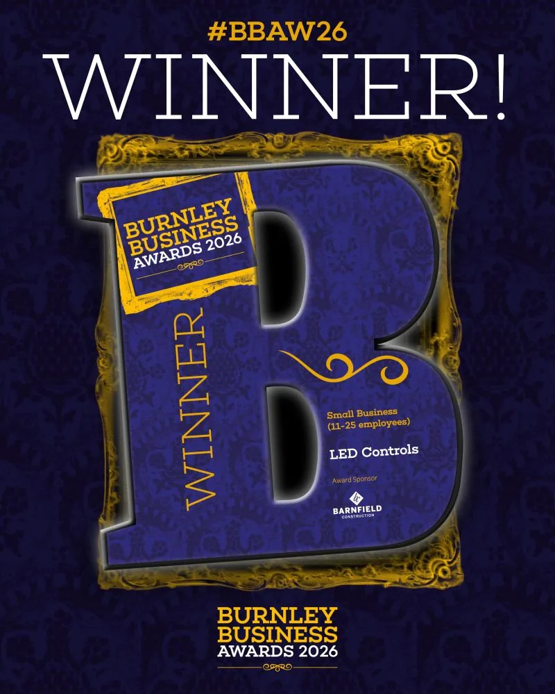 Official winners' logo for Burnley Business Awards Small Business 2026 winner LED Controls
