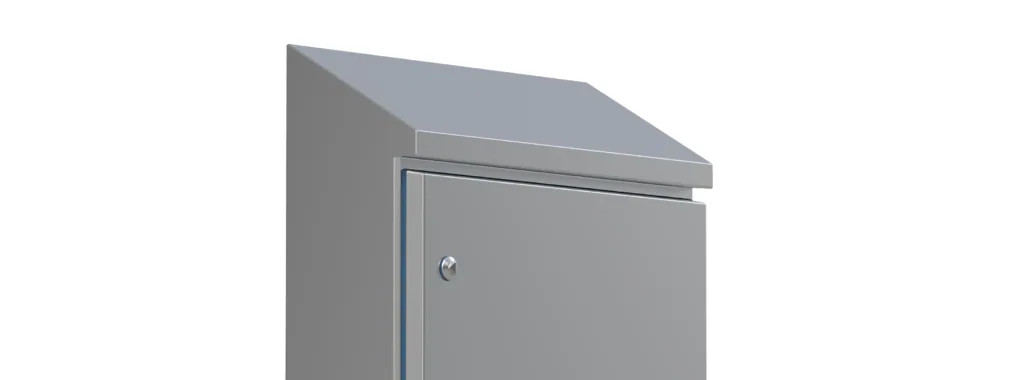 nVent HDW wall mounted enclosures available from LED Controls. They have a sloping roof to aid runoff.