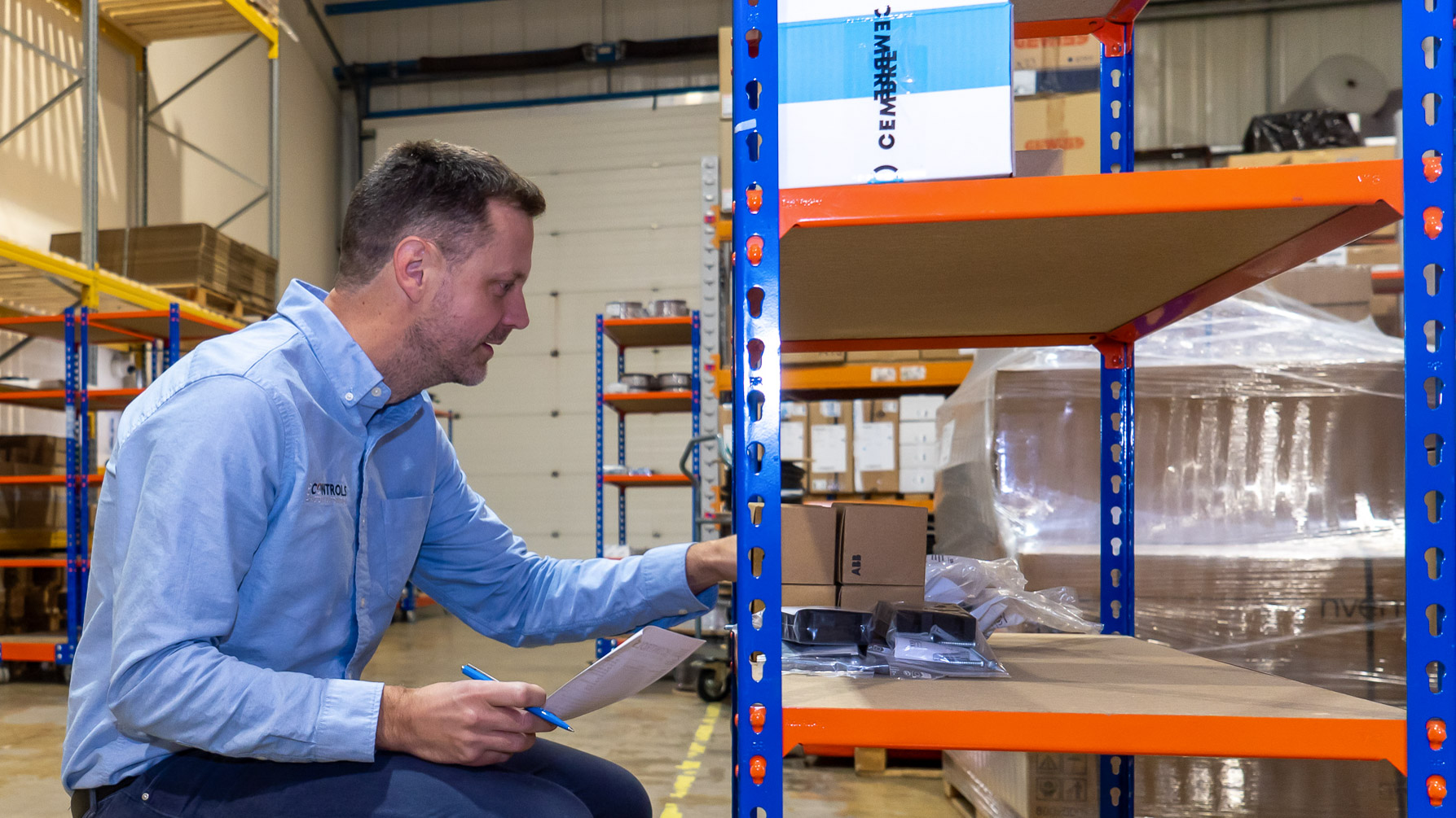 Operations director checking parts