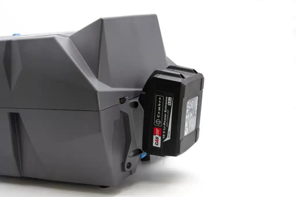 Close up of the battery pack on the Cembre MG4 Industrial Thermal Transfer Printer available from LED Controls.