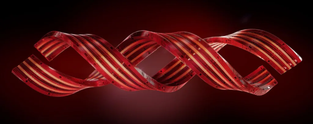 A twisting Helix of Rittal RiLineX busbars. Buy now from LED Controls