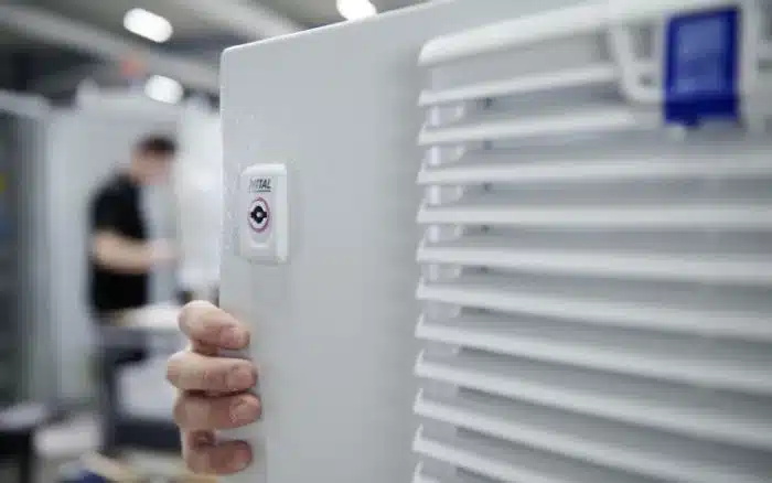Close up of the door to a Rittal AX Enclosure available from LED Controls