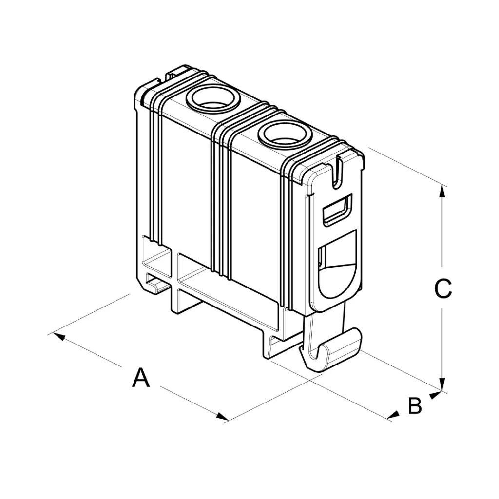 Design sketch of Teknomega PTB3 Power Block Terminals  available from LED Controls