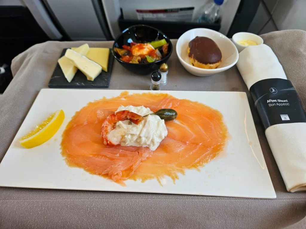 posh dinner on a plane