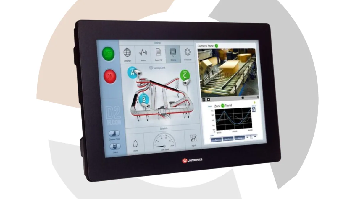 Screen view of Unitronics UniStream Modular PLC+HMI range available from LED Controls.