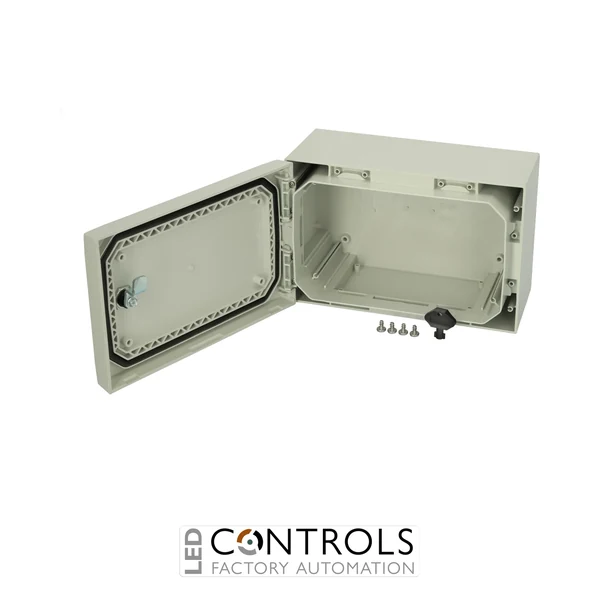 8120020N Fibox ARCA 203015 No MP Cabinet, Polycarbonate Grey cover, 1-point locking, hinges on the short side