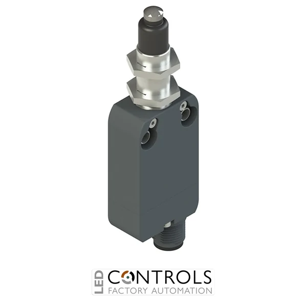 NF G110EE-SMK Pizzato Modular prewired switch with plunger, M12 threaded bearing and external rubber gasket