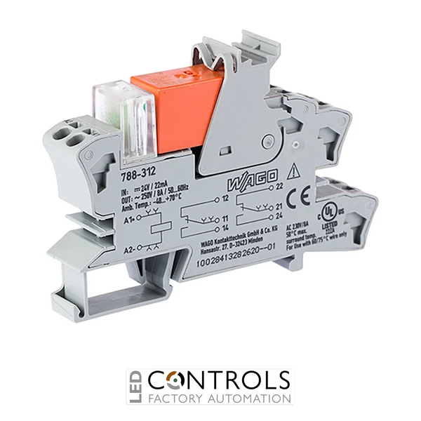788-312 Wago Relay module;Nominal input voltage: 24 VDC;2 changeover contacts;gray