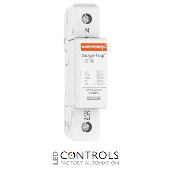 Mersen Surge Protector Type 1+2 SPD 1 Pole Neutral 25KA N-PE