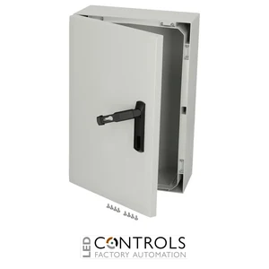 8120092N Fibox ARCA 604021S No MP Cabinet, Polycarbonate Grey cover, Swinghandle, hinges on the long side