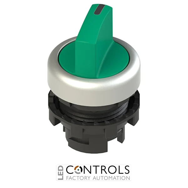 E2 4SL12AVD49AB Pizzato Illuminated short handle selector, 2 positions green with marking