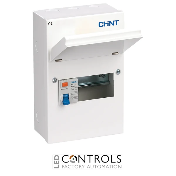 nx3-6rcd chint 4 available ways with  63a rcd metal consumer unit