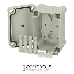 5824020 Fibox TPCM 090706 Enclosure, Polycarbonate, metric knock-outs Grey cover