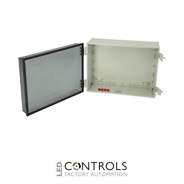 8113051 Fibox CAB PC 304018 T Cabinet, Polycarbonate, Smoked transparent door Latches on the short side
