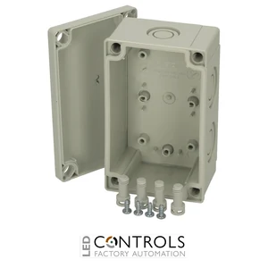6016301 Fibox PCM 100/60 G Enclosure, Polycarbonate, metric knock-outs Grey cover