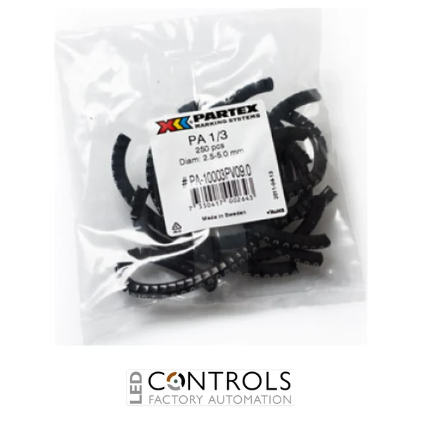 PA1-250CC Partex PA1 Slide-on, chevron cable marker, size C, 2.5–5.0mm cable, Colour coded, Handy pack, 10 × 25