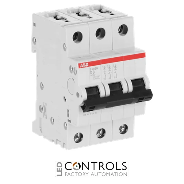 2CDS273001R0081 ABB S203M-D8 Miniature Circuit Breaker 3 Pole 8A Type K 10kA