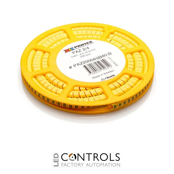 PAZE20-CBY Partex PAZE20 Slide-on, chevron, halogen-free cable marker, size D, 4.0–10.0mm cable, Black on Yellow, Disc