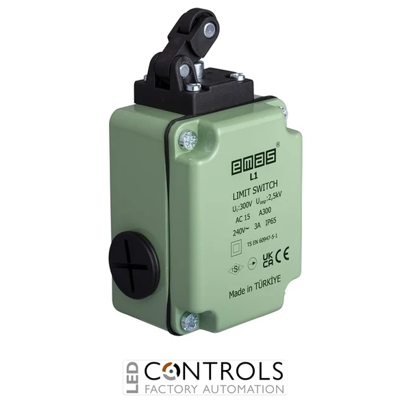 EMAS L1K13MIP311 EMAS L1 SERIES LIMIT SW. SNAP ACTION 1NC+1NO-PL. ROLLER