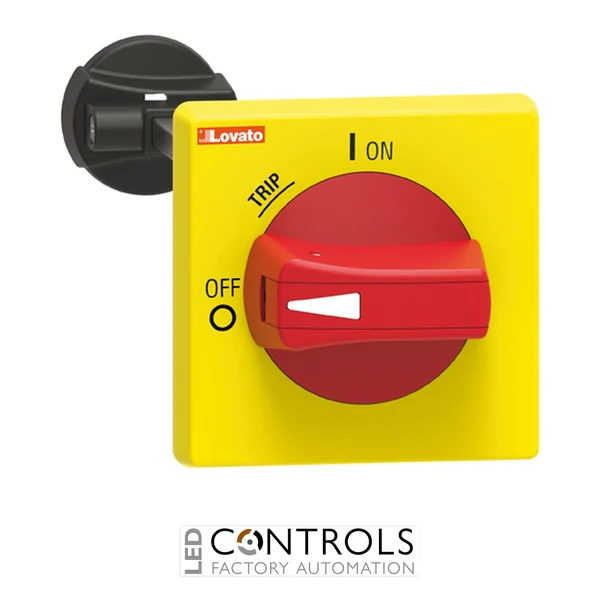 lovato sm1x18200r sm1rm ip65 (4x) lockable door coupling handle red/yellow complete with rod length 200mm