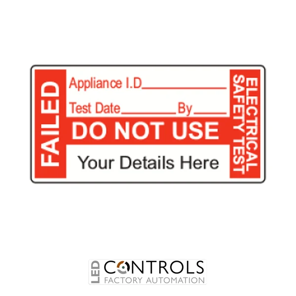 SL60ESDR50 Partex self-adhesive PAT test label, 60mm Emergency Stop Disc - Thermal Print, pack Roll of 50