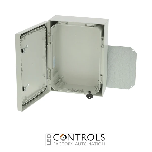 8120006 Fibox ARCA 403015 Cabinet, Polycarbonate Grey cover, 2-point locking, hinges on the long side