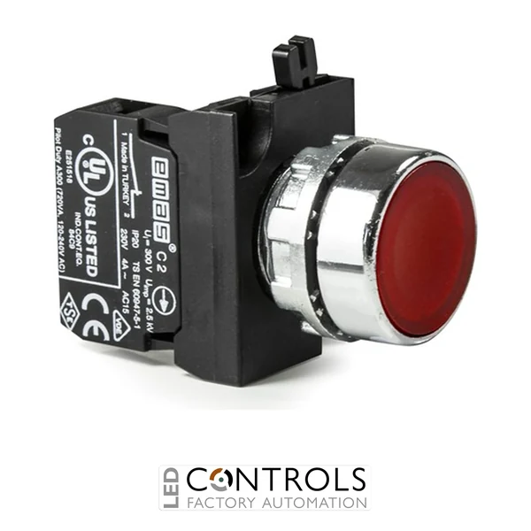 EMAS CM200DK EMAS CMS FLUSH PUSH BUTTON STOP RED WITH NUTS