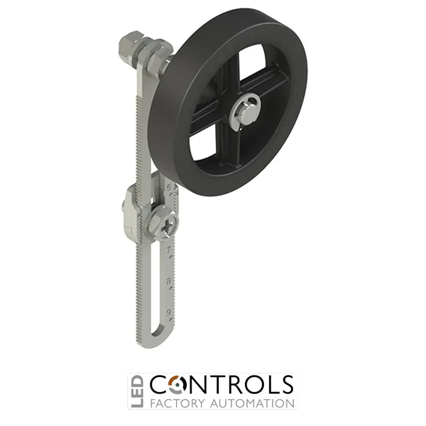 VN A00KP-R27 Pizzato Adjustable length straight metal revolving lever with protruding rubber roller, ? 50 mm