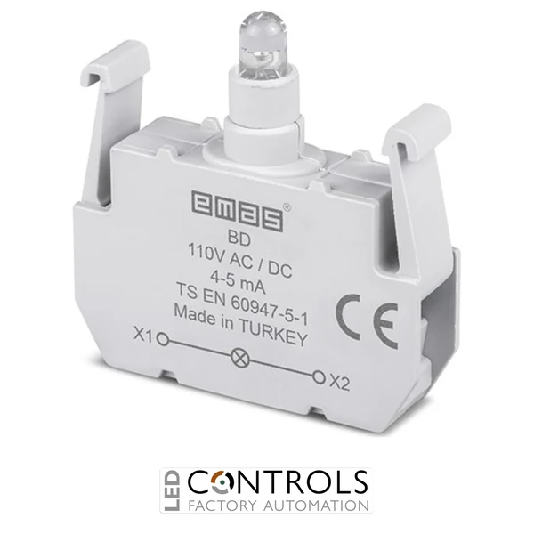 EMAS BD EMAS B CONTACT BLOCK RED LED 110 V DC