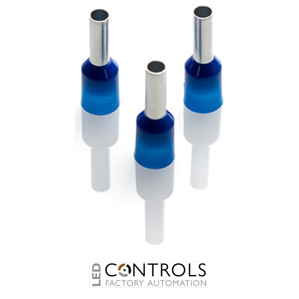 CEF2518G-C Partex single insulated cord end ferrule, 2.5mm², 18mm barrel, Blue, pack of 100