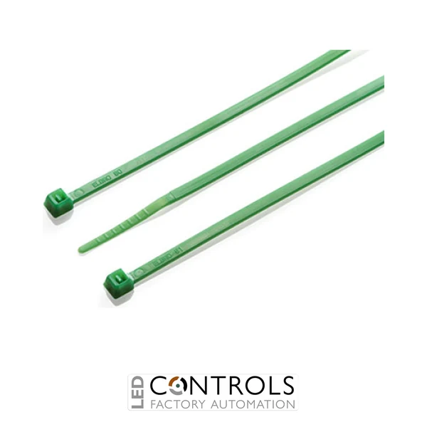 HFC200L-GRN Partex non-releasable nylon cable tie, 200mm x 2.5mm, Green, pack 100