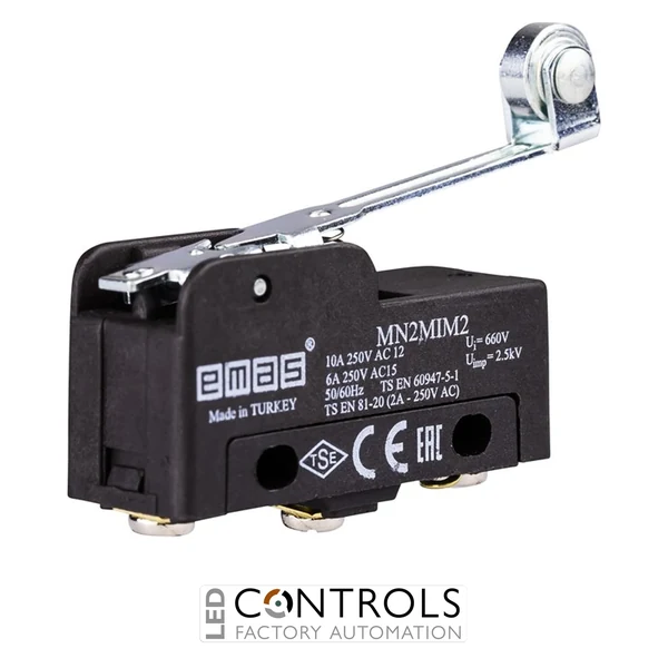 EMAS MN2MIM2 EMAS MN2 MINI SWITCH W METAL LONG ROLLER LEVER 1CO
