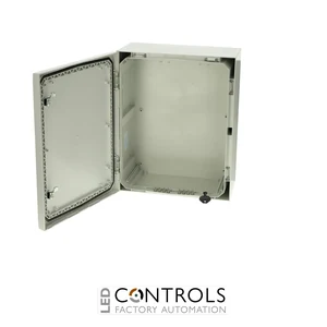 8120011N Fibox ARCA 504021 No MP Cabinet, Polycarbonate Grey cover, 2-point locking, hinges on the long side