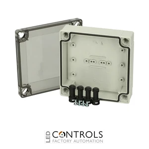 6012931 Fibox PC 95/35 LT Enclosure, Polycarbonate Low base, smoked transparent cover