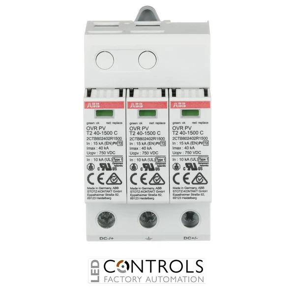 2CTB802400R1500 ABB OVR PV T2 40-1500 P Type 2 Photovoltaic Surge Protective Device