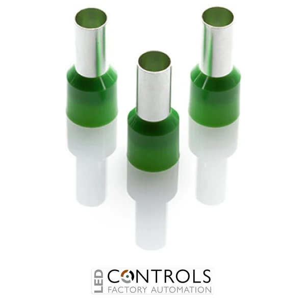 CEF1612G-K Partex single insulated cord end ferrule, 16mm², 12mm barrel, Green, pack of 1000