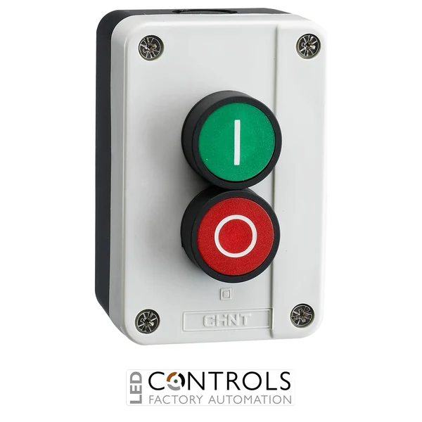 np2-b213 chint 2 position button station (red/green, 1 n/o + 1 n/c)
