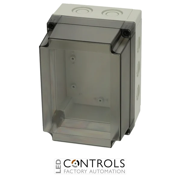 6016916 Fibox PCM 150/125 T Enclosure, Polycarbonate, metric knock-outs Smoked transparent cover