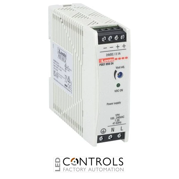 PSE105024 Lovato DIN 1PH POWER SUPPLY 50W 100-240VAC 24VDC