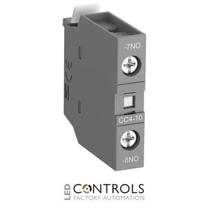 ABB cc4-10 front mounted aux contact block with no leading contact and nc lagging contact