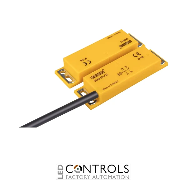EMAS SMB10LC2-B15 EMAS PLASTIC LEFT EXIT 1NC+1NO 5MM W/O LED 2MT CABLE 78MM RECTANGULAR MAGNETIC DOOR SWITCH