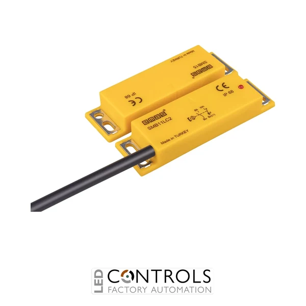 EMAS SMB11LC2-B15 EMAS PLASTIC LEFT EXIT 1NC+1NO 5MM WITH LED 2MT CABLE 78MM RECTANGULAR MAGNETIC DOOR SWITCH