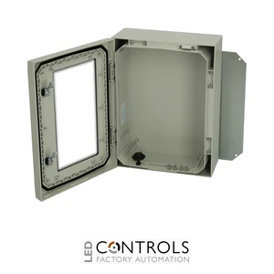 8120126N Fibox ARCA 403015W No MP Cabinet, Polycarbonate Grey cover with window, 2-point locking, hinges on the long side