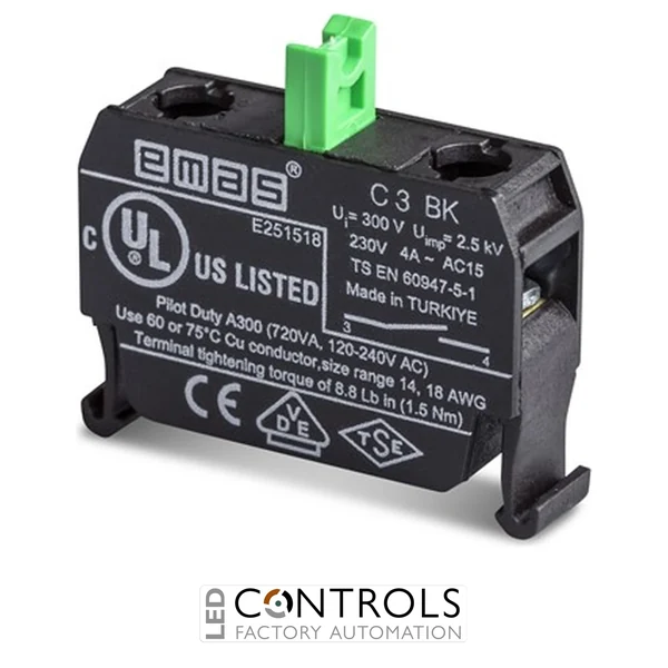 EMAS C3BK EMAS CM / CP CONTACT BLOCK 1NO FOR B BUTTON BOX