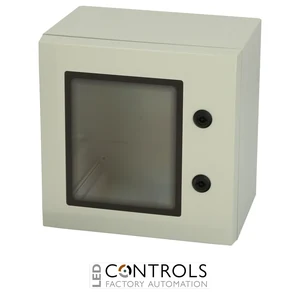8120125 Fibox ARCA 303021W Cabinet, Polycarbonate Grey cover, Swinghandle, hinges on the long side